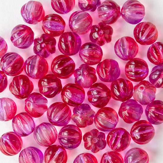 8mm Melon Beads - Pink Magenta Luster AB - 25