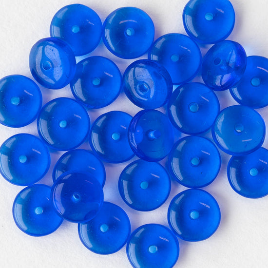 8mm Glass Rondelle Beads - Sapphire Blue - 50 Beads