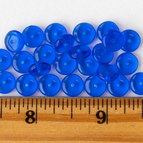 8mm Glass Rondelle Beads - Sapphire Blue - 50 Beads