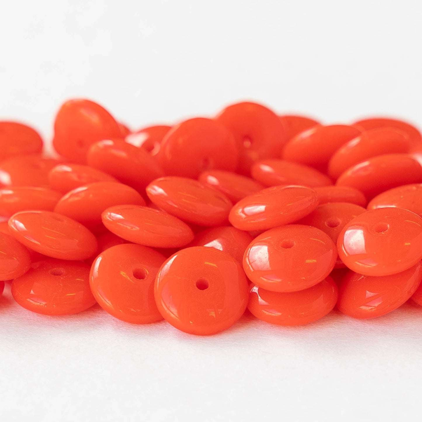 8mm Glass Rondelle Beads - Opaque Orange - 50 Beads