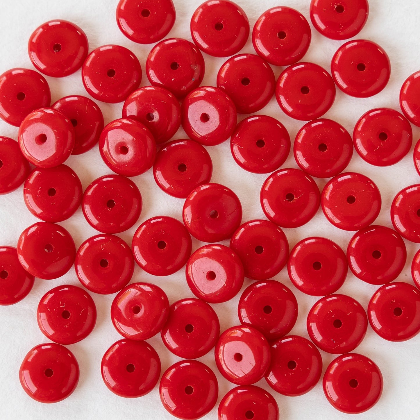 8mm Rondelle Beads - Opaque Red - 30 Beads