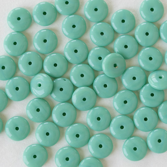 8mm Rondelle Beads - Opaque Turquoise - 30 Beads