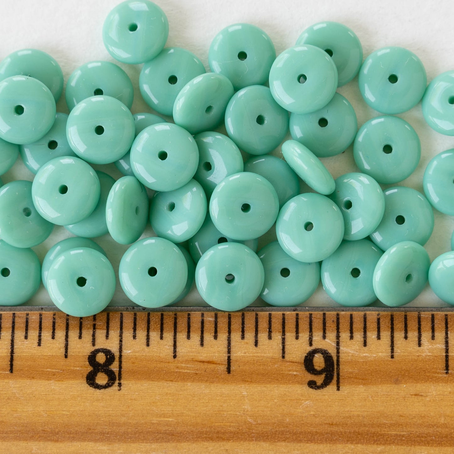 Load image into Gallery viewer, 8mm Rondelle Beads - Opaque Turquoise - 30 Beads
