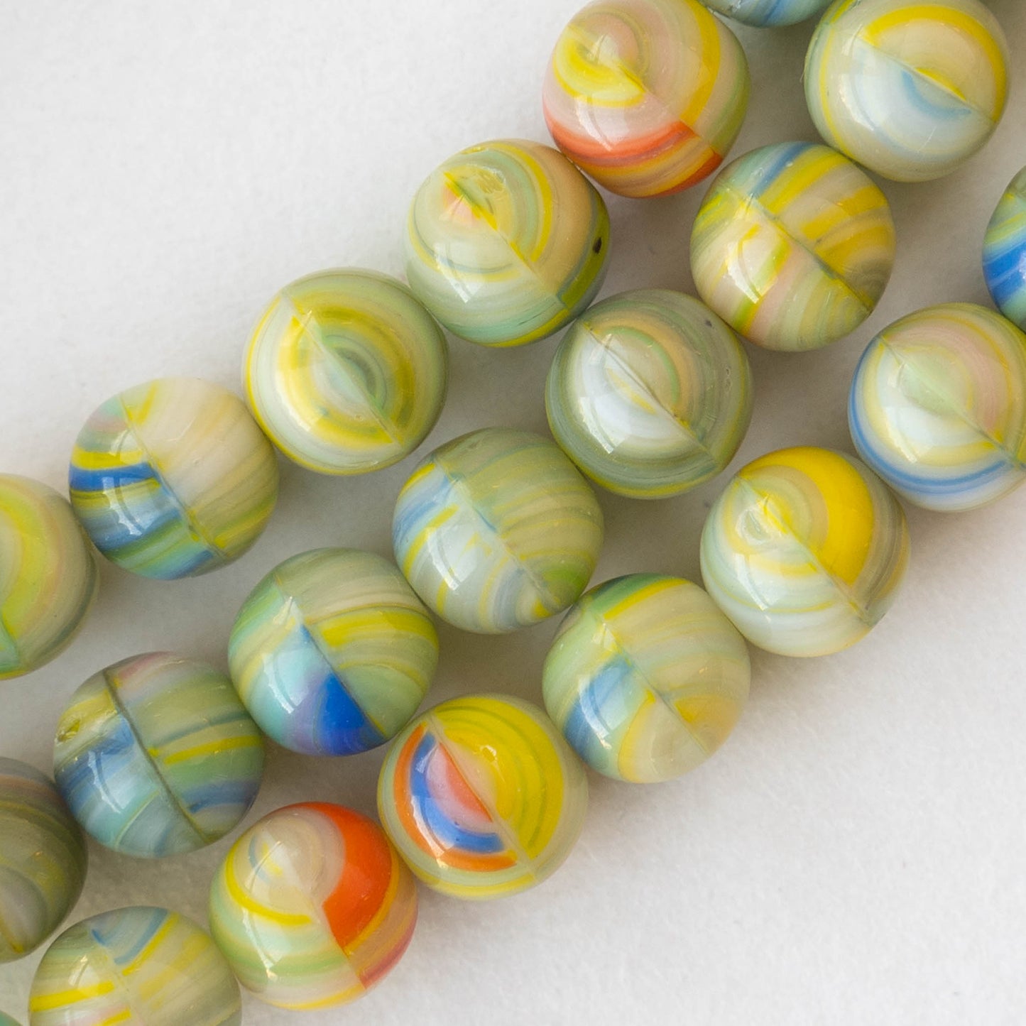 10x Marble Beads, Marble Glass Beads 8mm Orange and White Marble Beads,  Spacer Beads, Beading Supplies 