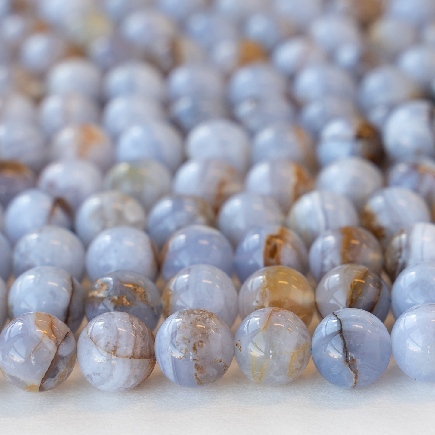 Load image into Gallery viewer, 8mm Round Blue Lace Agate Gemstone - 16 Inches
