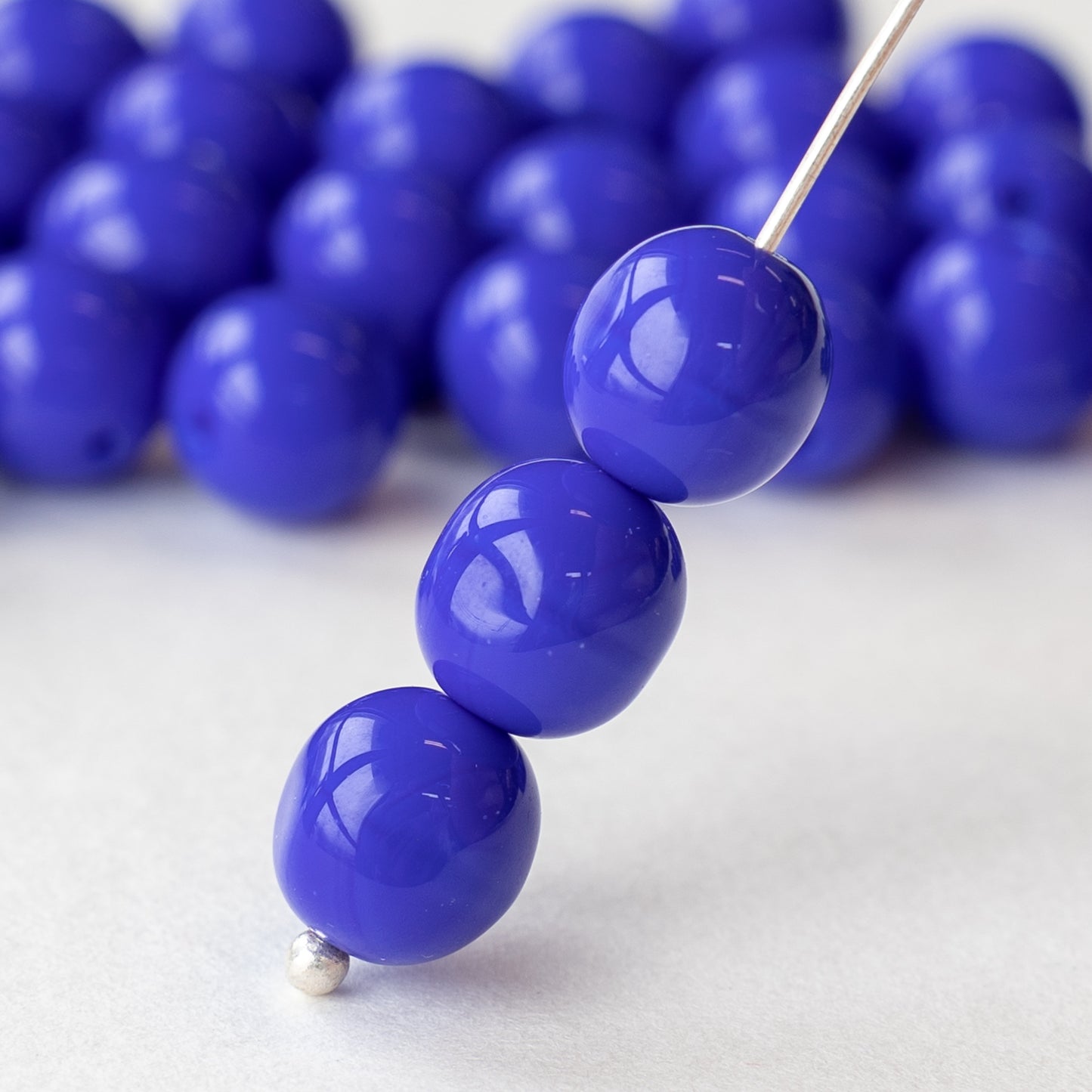 8mm Round Glass Beads - Dark Blue - 50 beads