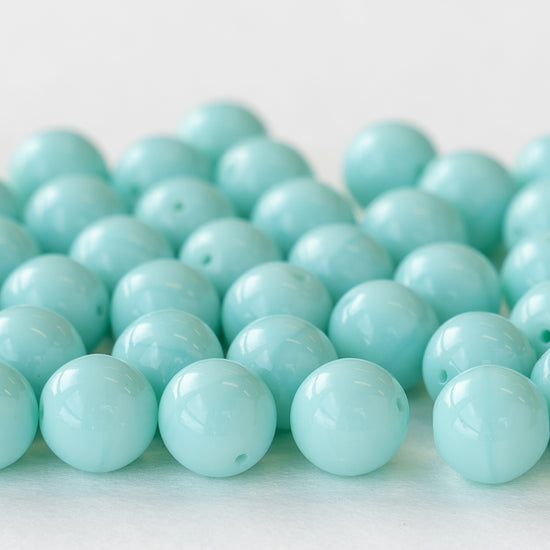 8mm Round Glass Beads - Opaque Seafoam - 50 beads