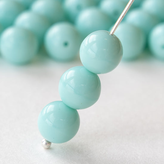 8mm Round Glass Beads - Opaque Seafoam - 50 beads