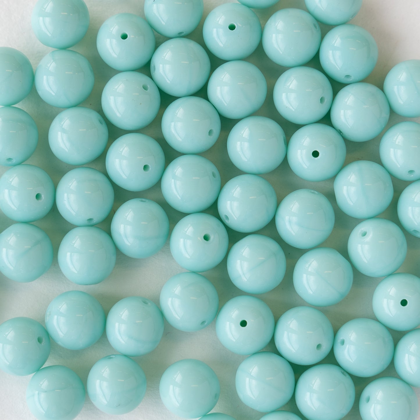 8mm Round Glass Beads - Opaque Seafoam - 50 beads