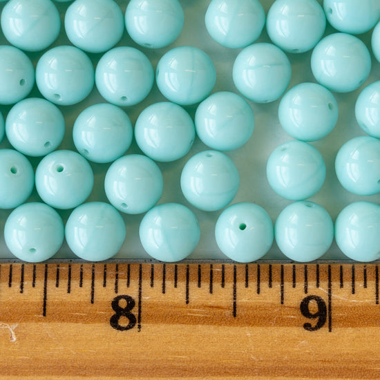 8mm Round Glass Beads - Opaque Seafoam - 50 beads