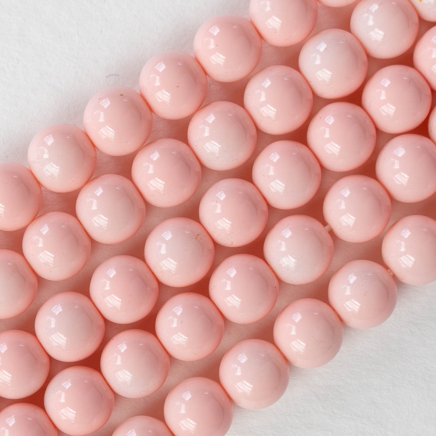 8mm Round Beads - Opaque Pink Rose - 25 beads