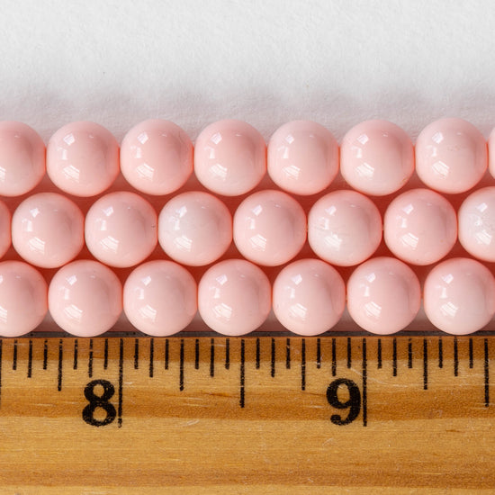 8mm Round Beads - Opaque Pink Rose - 25 beads
