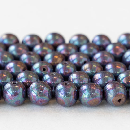 8mm Round Beads - Pearly Purple - 20 Beads