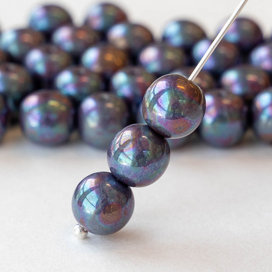 8mm Round Beads - Pearly Purple - 20 Beads