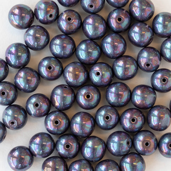 8mm Round Beads - Pearly Purple - 20 Beads