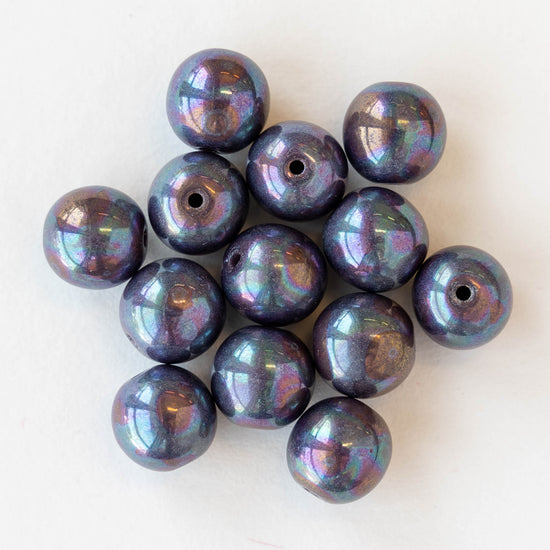 8mm Round Beads - Pearly Purple - 20 Beads