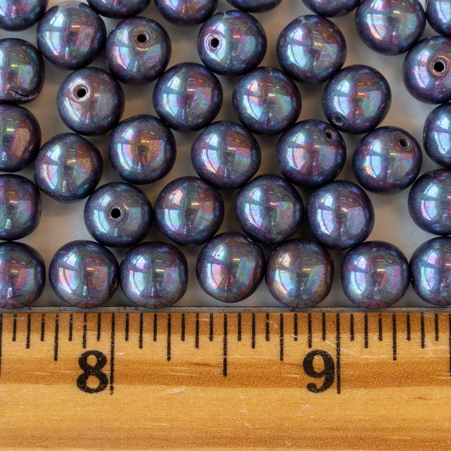 8mm Round Beads - Pearly Purple - 20 Beads