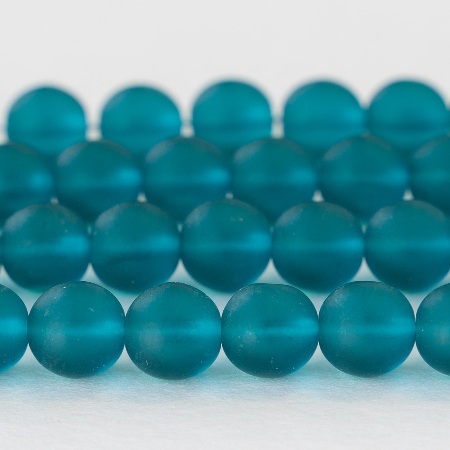 8mm Frosted Glass Rounds - Blue Teal - 50
