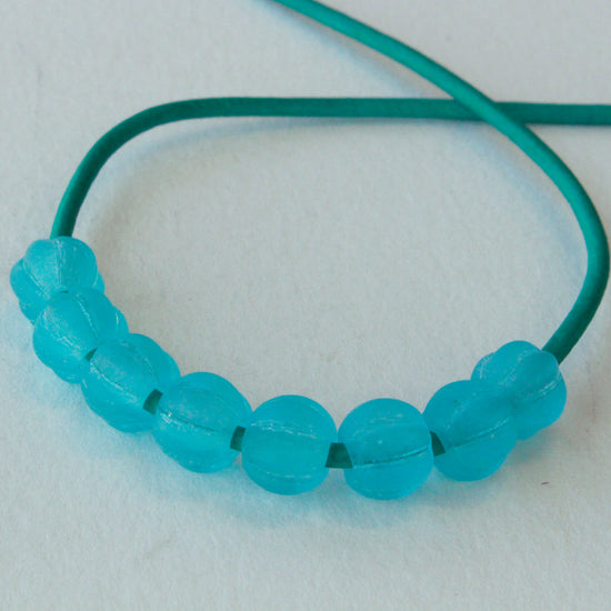 Load image into Gallery viewer, 8mm Melon Beads - Large Hole - Aqua Matte - 60 Beads

