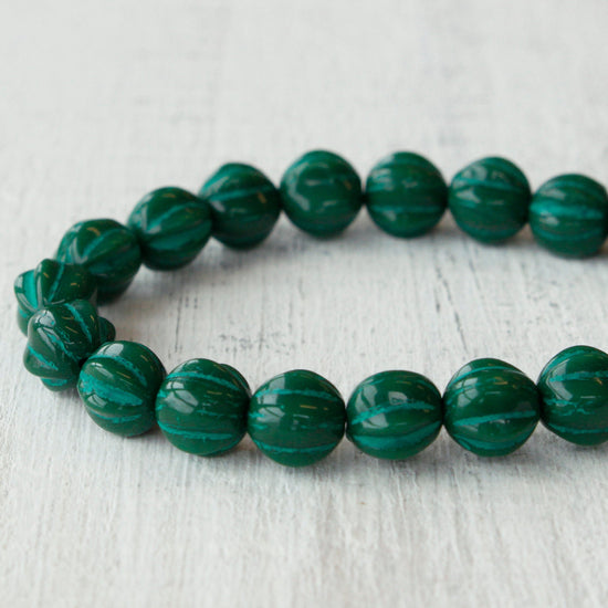 Load image into Gallery viewer, 6mm Melon Beads - Green on Green - 50 Beads
