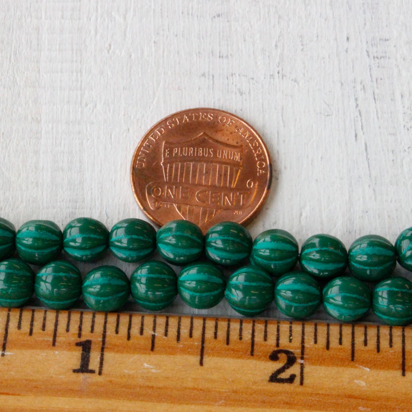 Load image into Gallery viewer, 6mm Melon Beads - Green on Green - 50 Beads
