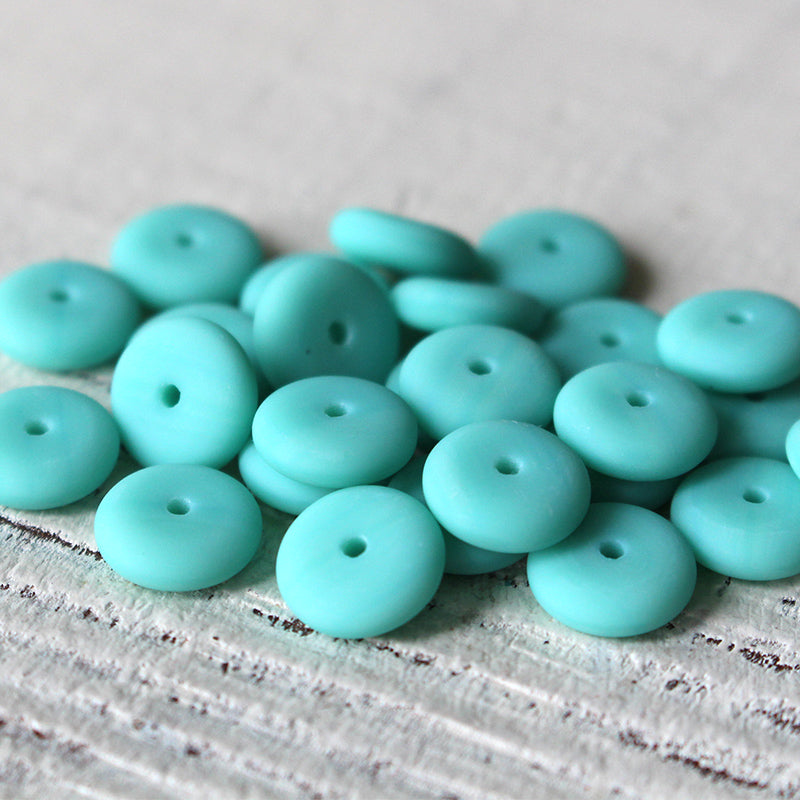 6mm Rondelle Beads - Matte Opaque Turquoise - 50 Beads