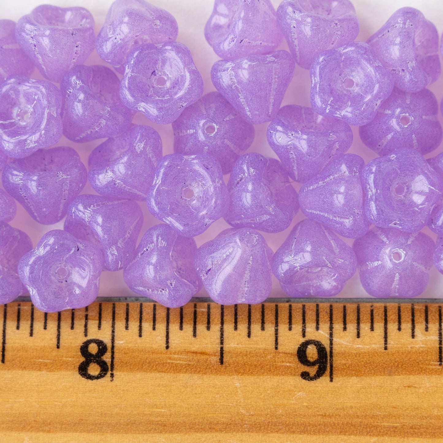 Load image into Gallery viewer, 10mm Bell Flower Beads - Lavender Opaline - 20 Beads

