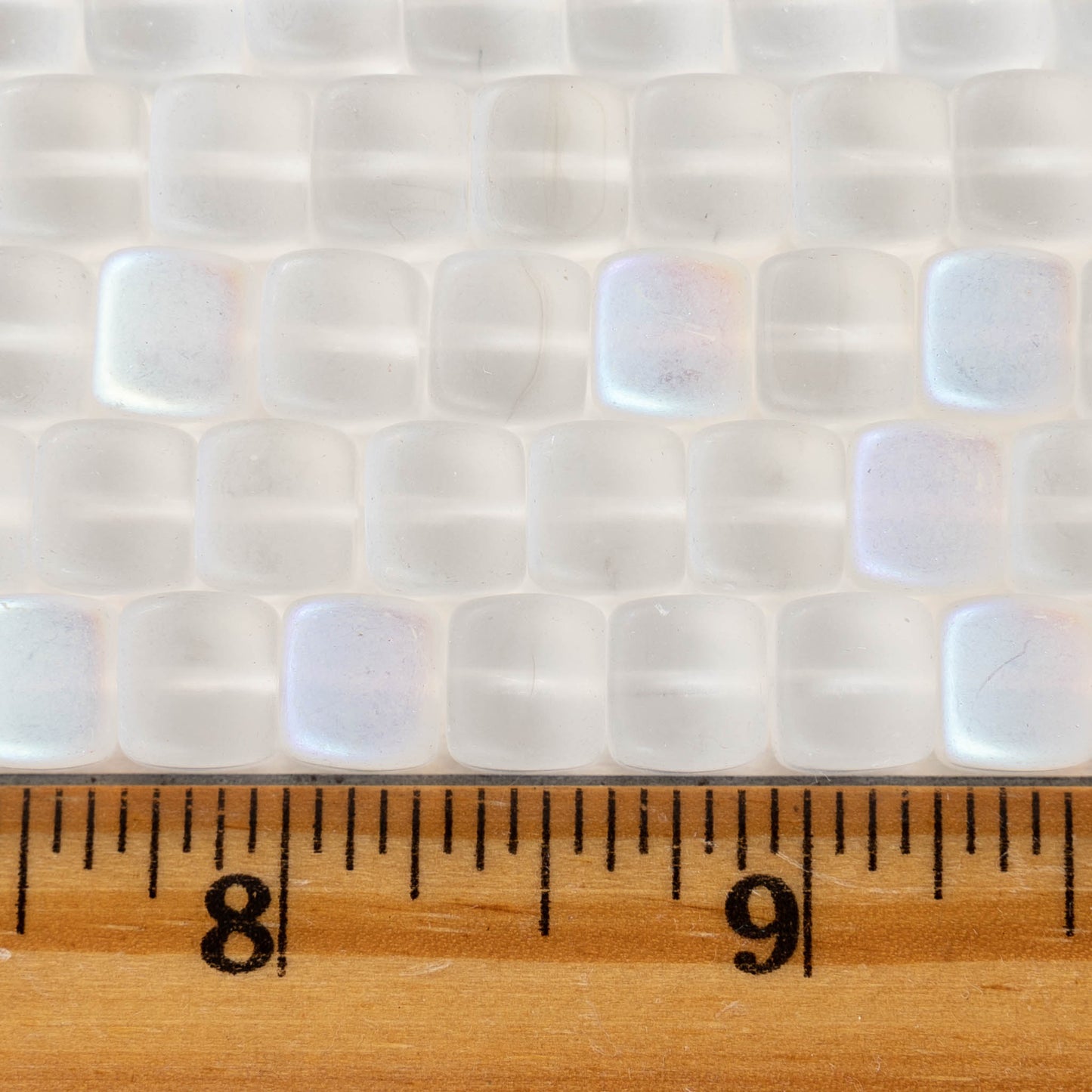 Load image into Gallery viewer, 11mm Glass Cube Beads - Crystal Matte AB - 25 beads
