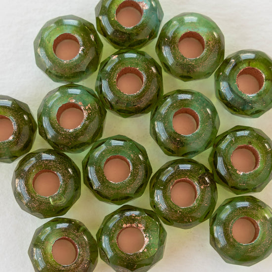 8x12mm Roller Beads - Green Copper - 15 beads