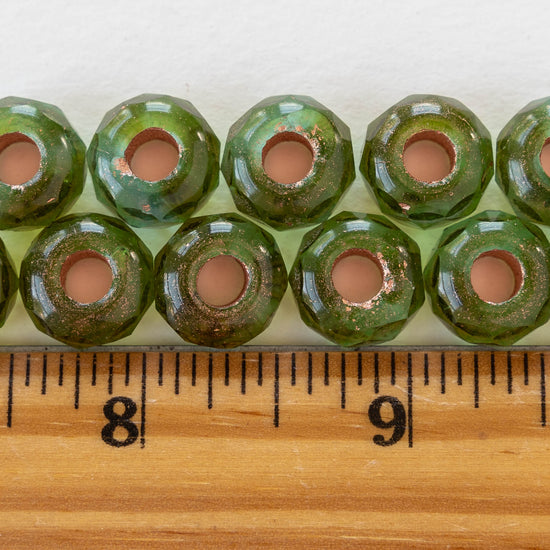 8x12mm Roller Beads - Green Copper - 15 beads