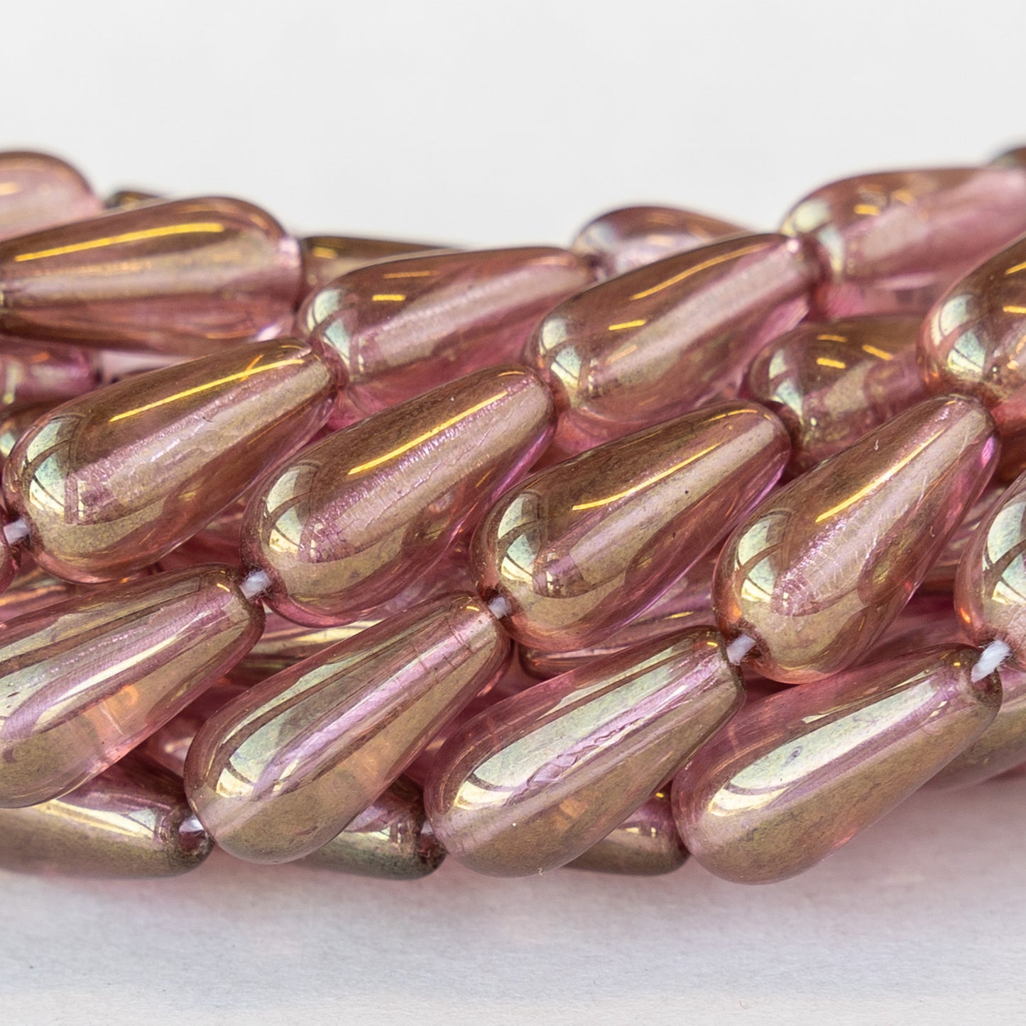 6x13mm Long Drill Drops - Rose Luster - 20 Beads
