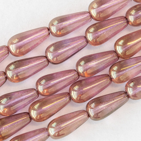 6x13mm Long Drill Drops - Rose Luster - 20 Beads