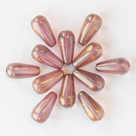 6x13mm Long Drill Drops - Rose Luster - 20 Beads