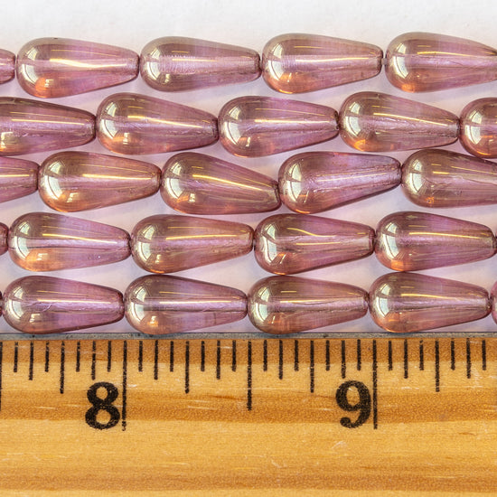 6x13mm Long Drill Drops - Rose Luster - 20 Beads