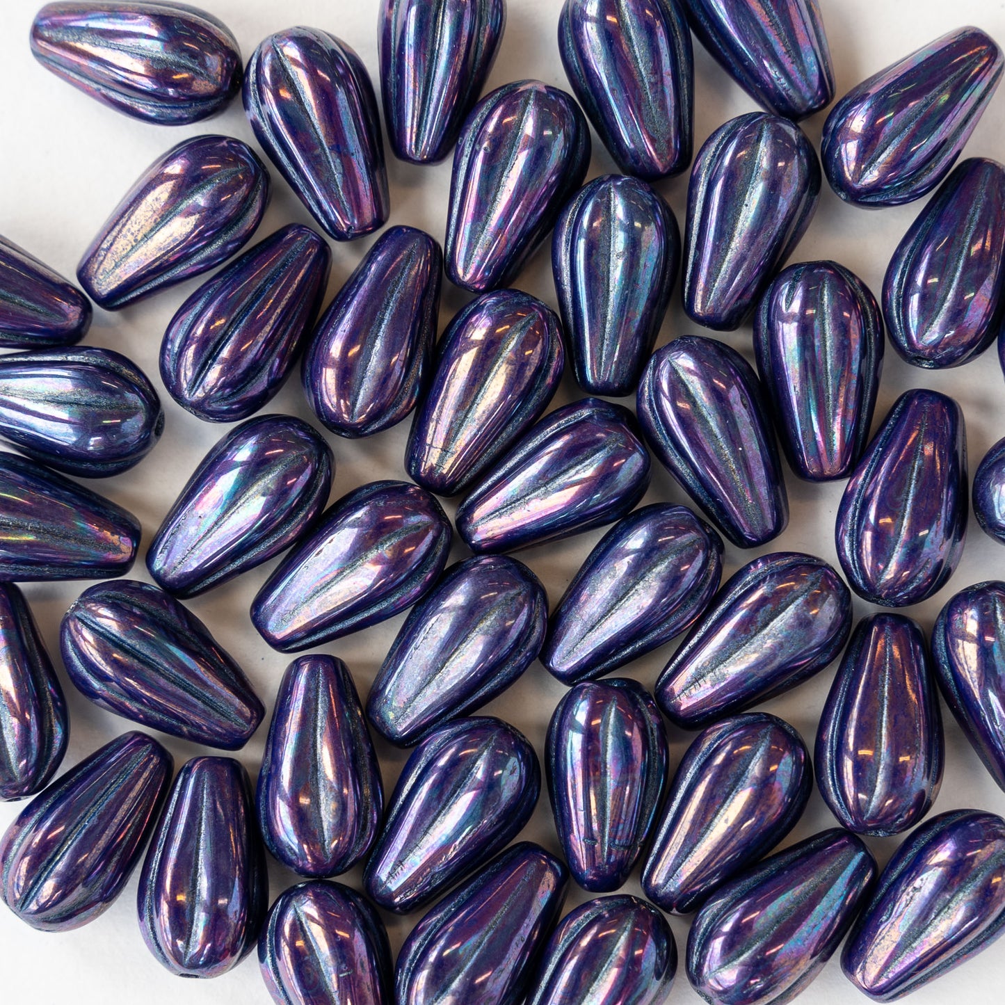 8x15mm Melon Drop - Purple Blue - 10 Beads