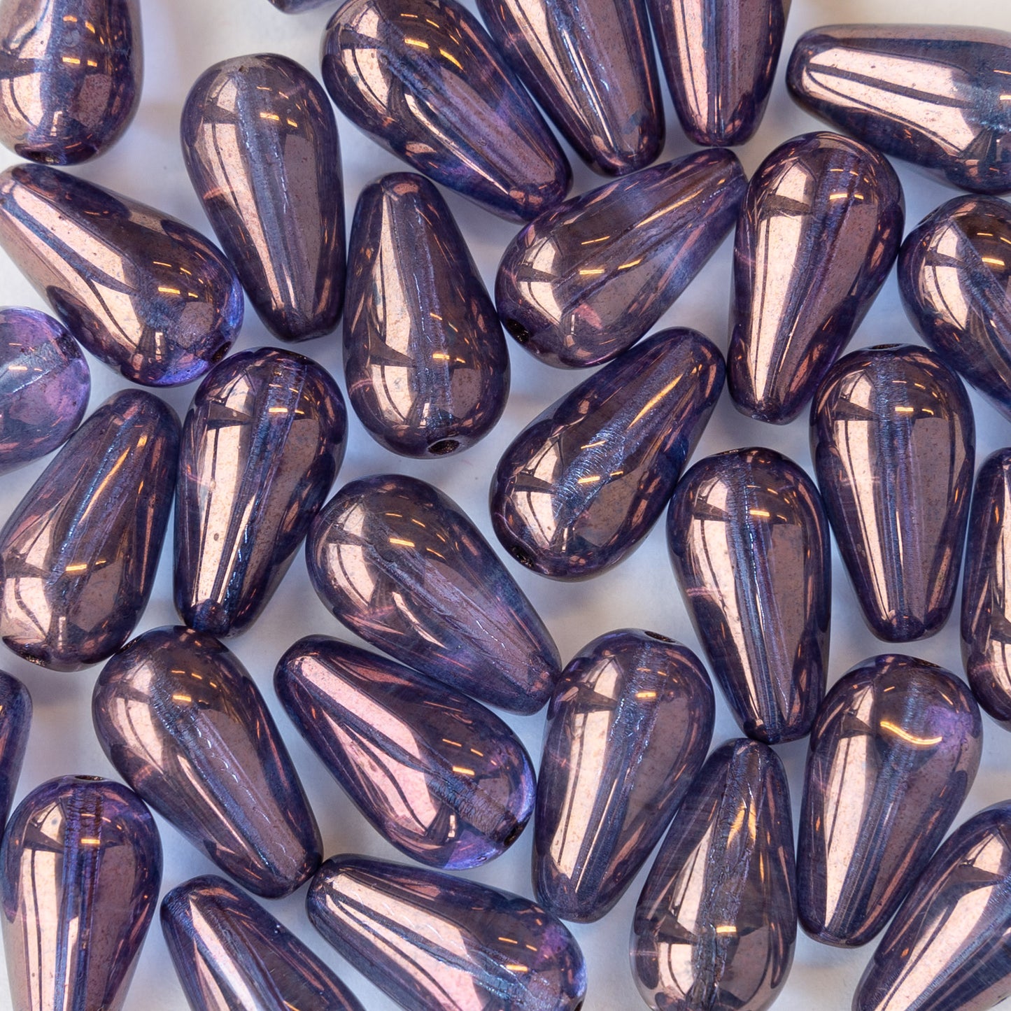 15x8mm Long Drilled Drops - Amethyst Luster - 20 Beads
