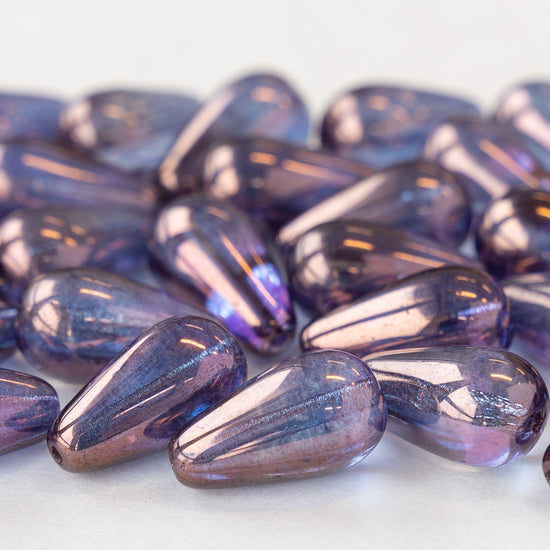 15x8mm Long Drilled Drops - Amethyst Luster - 20 Beads
