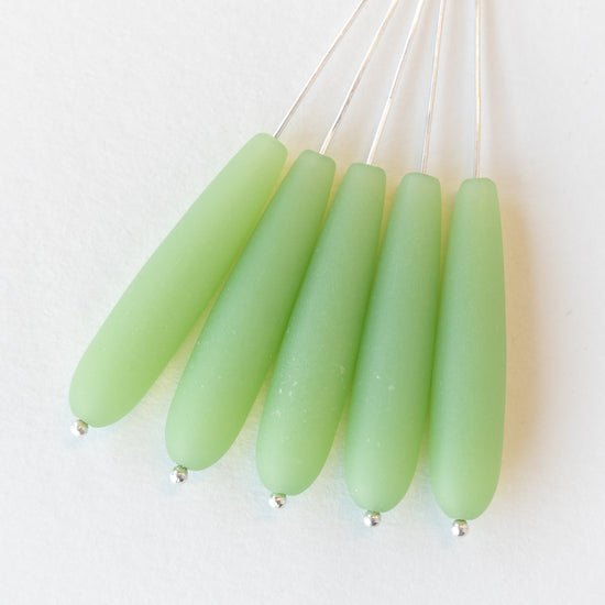 8x38mm Long Drill Drops - Opaque Mint Green - 10 Beads