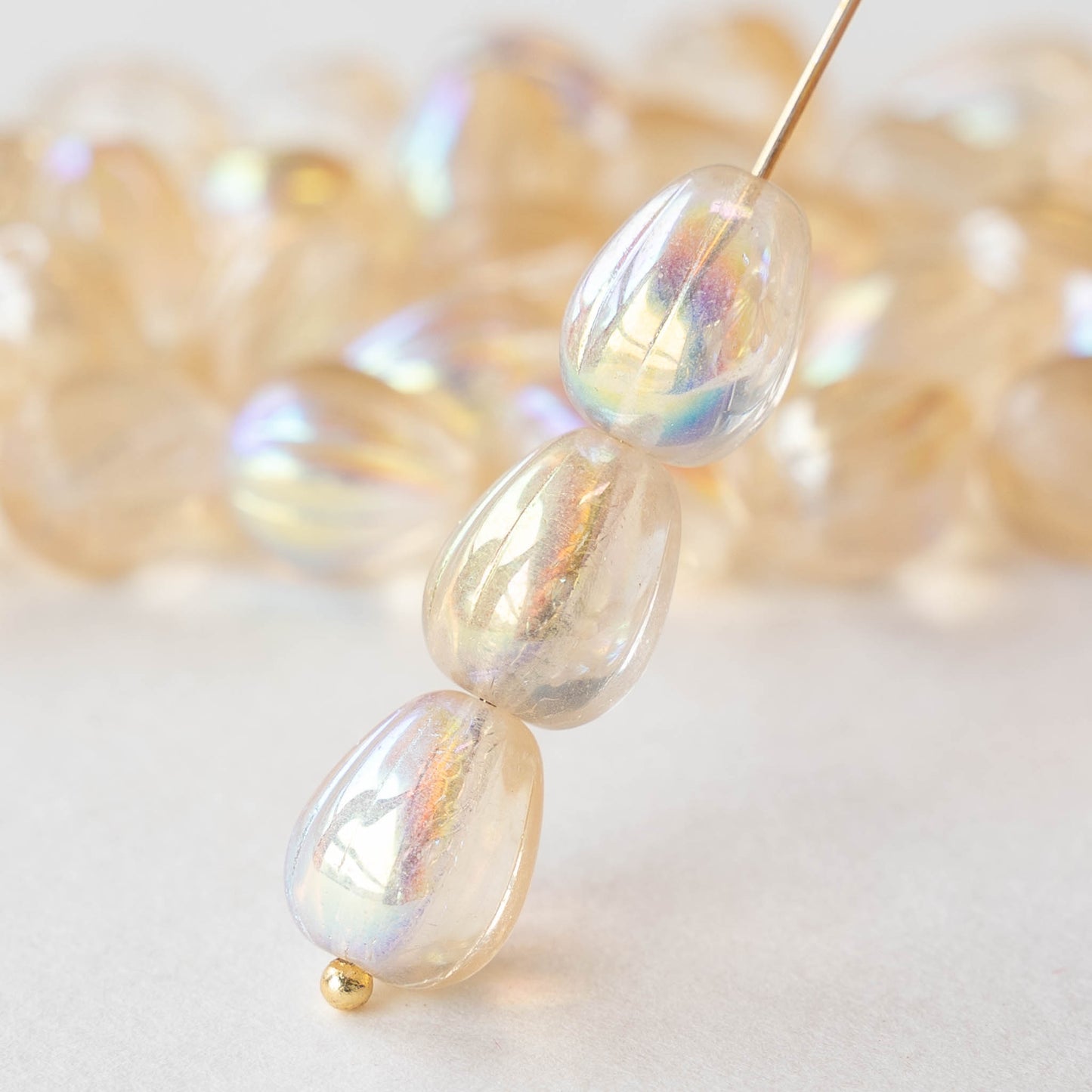 9x11mm Melon Drops -  Champagne AB - 10 beads