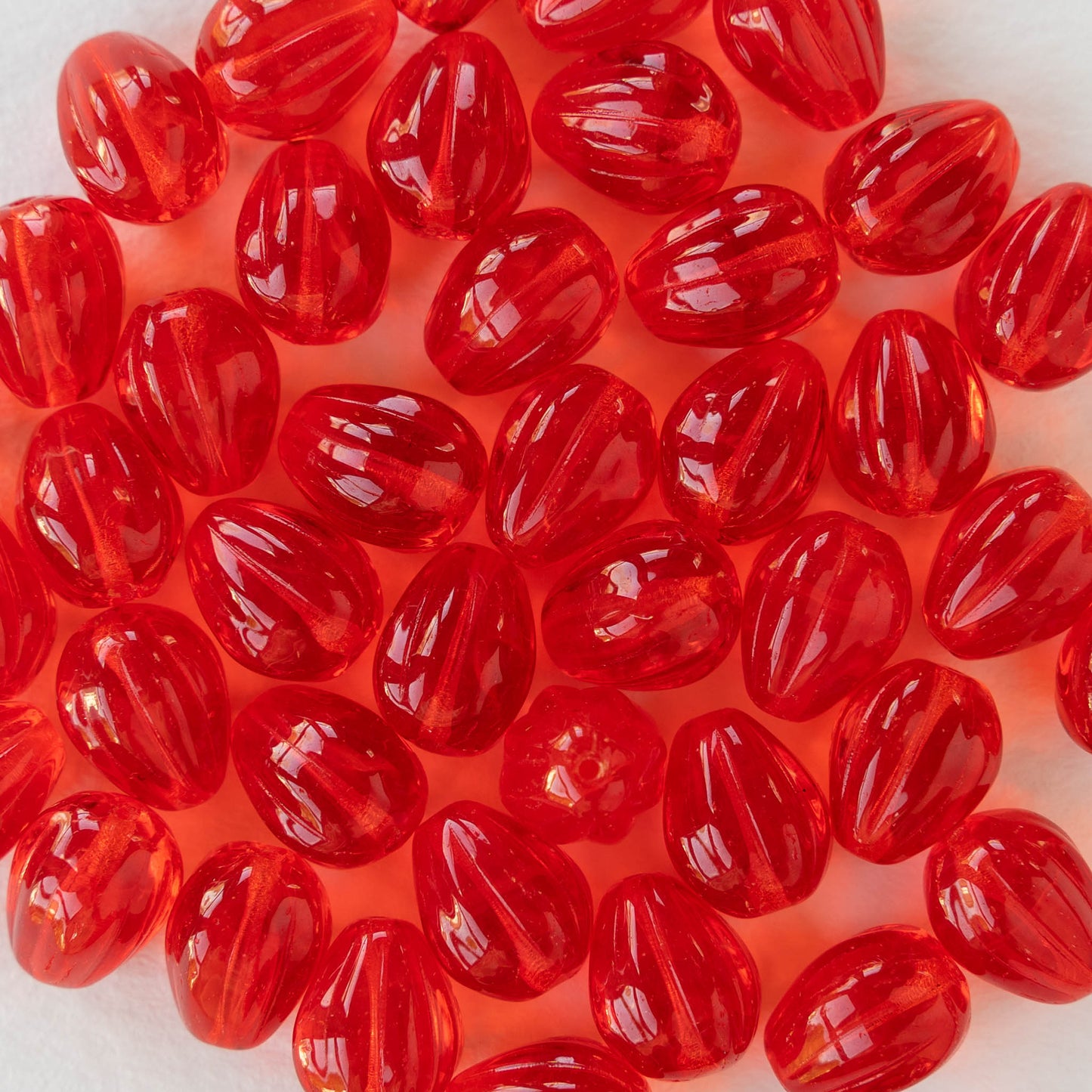 9x11mm Glass Melon Teardrops - Red - 20 beads
