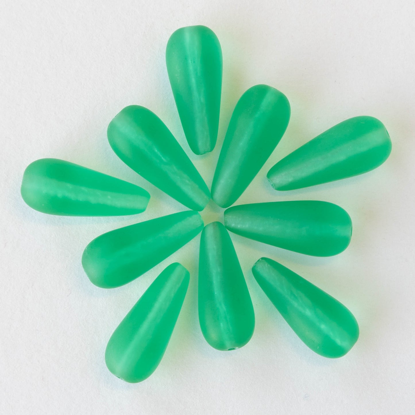 Load image into Gallery viewer, 9x20mm Glass Teardrops - Light Emerald Matte - 20 beads
