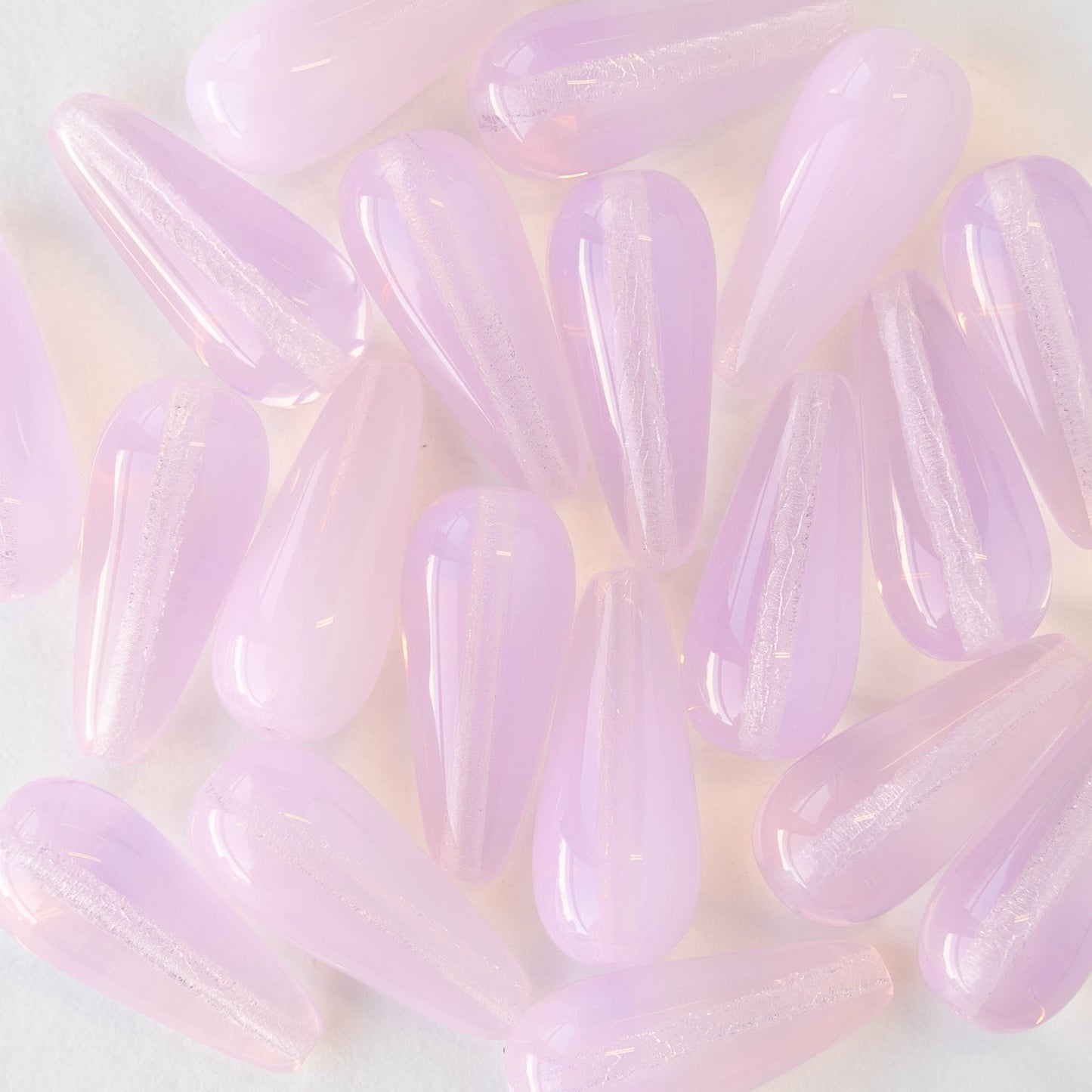 9x20mm Glass Teardrops - Pink Opaline - 10 or 20 beads