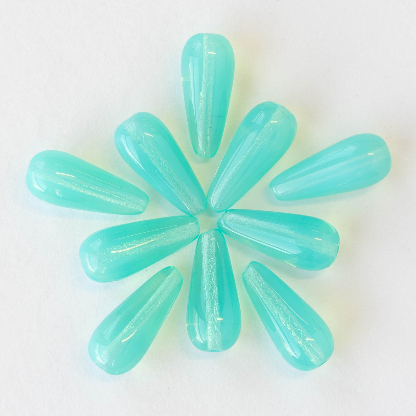9x20mm Glass Teardrops - Seafoam Opaline - 20 beads