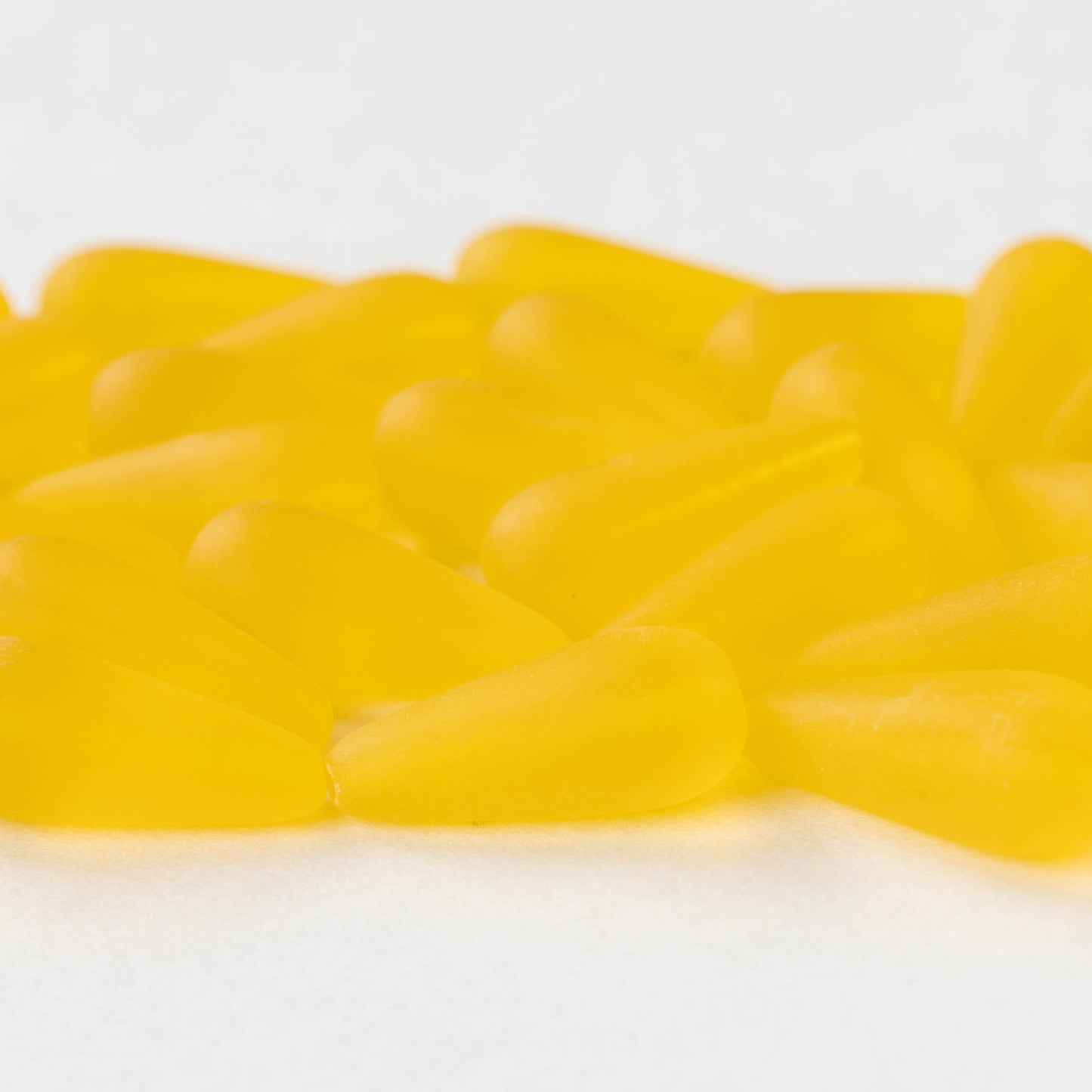 9x20mm Glass Teardrops - Yellow Matte - 20 beads