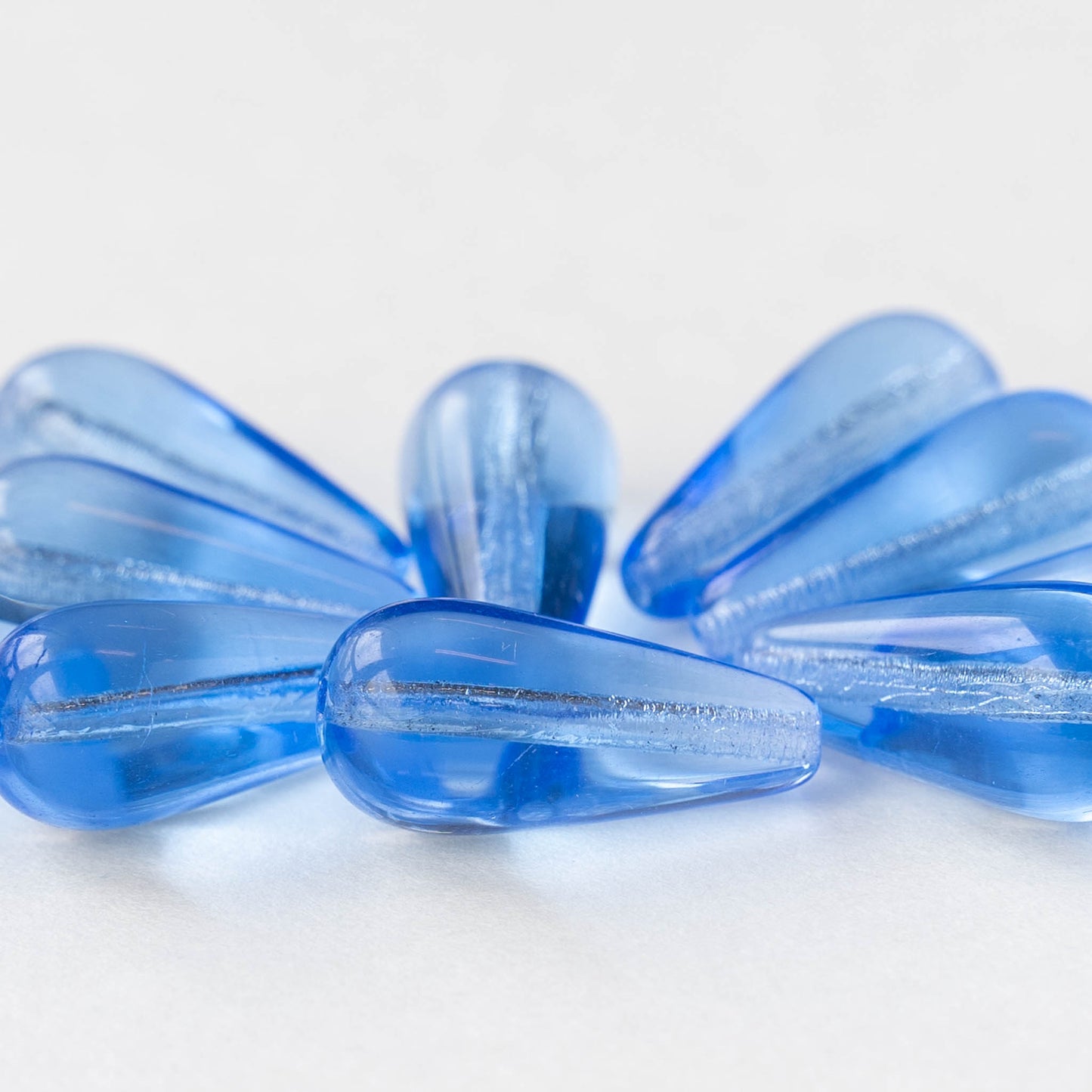 9x20mm Long Drilled Drops - Sapphire Blue - 20 Beads