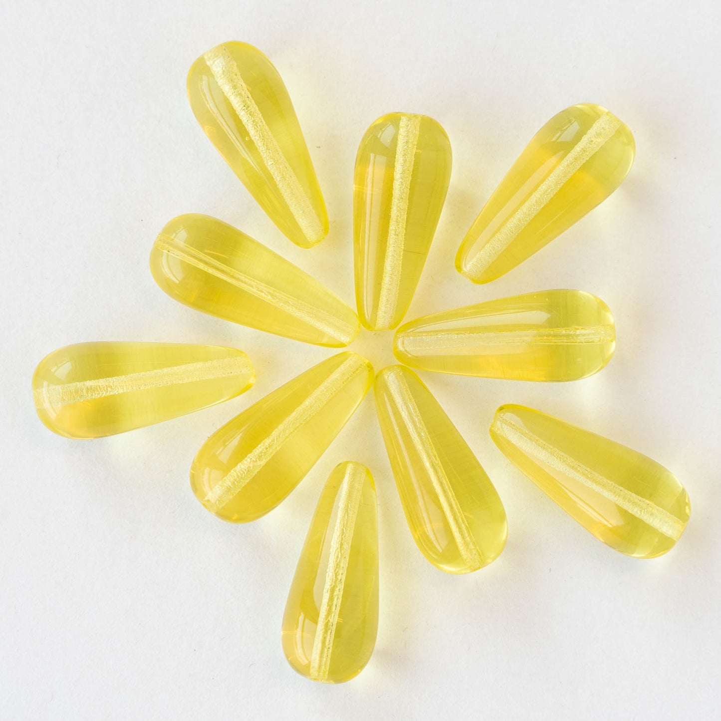 9x20mm Long Drilled Drops - Mellow Yellow - 20 Beads