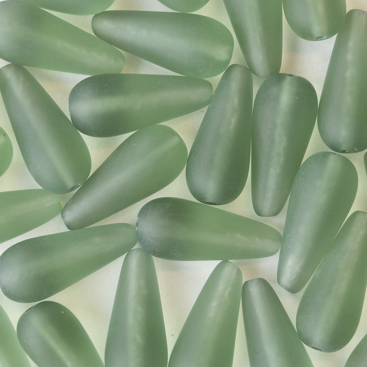 9x20mm Long Drilled Drops - Sage Green Matte - 20 Beads