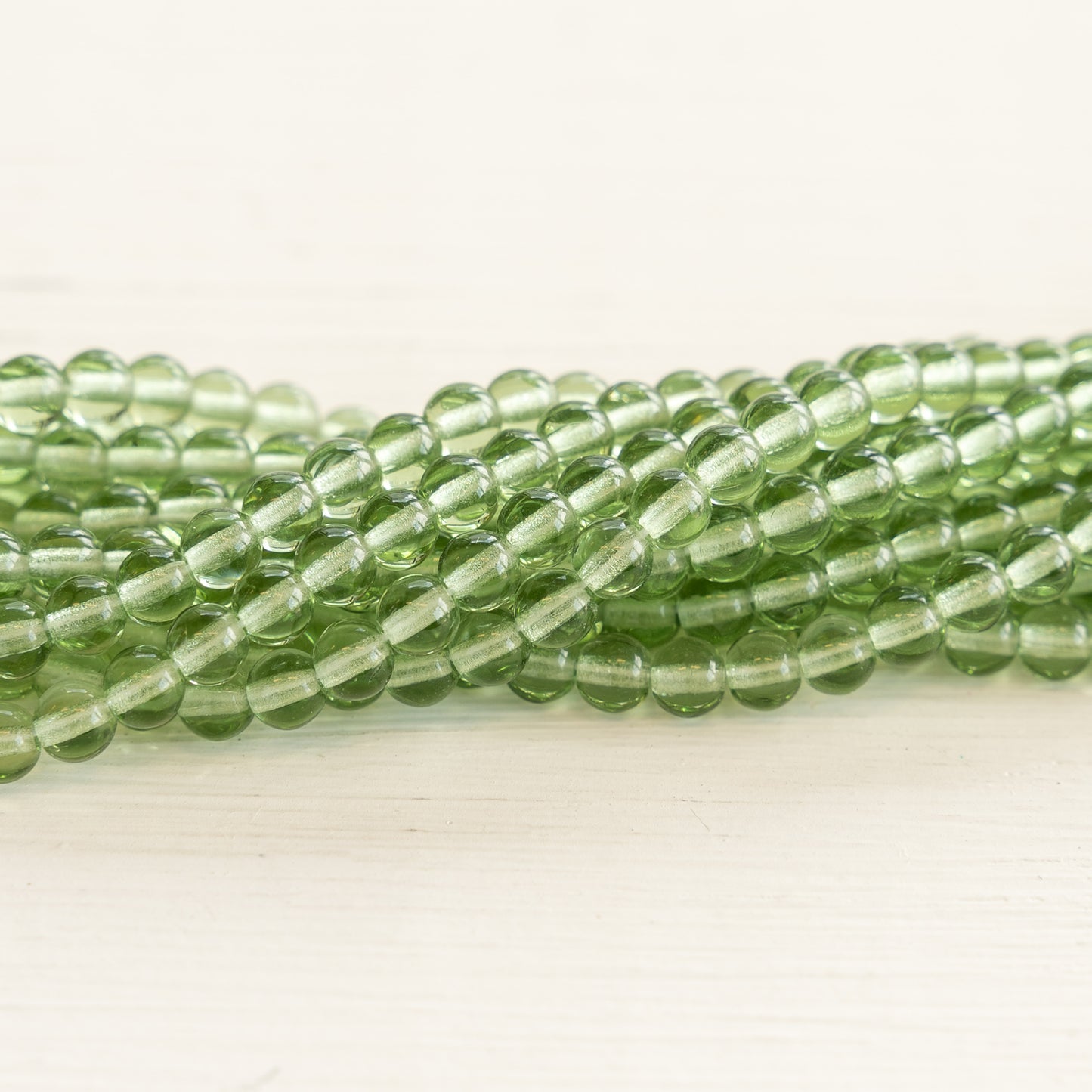 Load image into Gallery viewer, 4 Round Glass Beads - Sage Green - 100 beads
