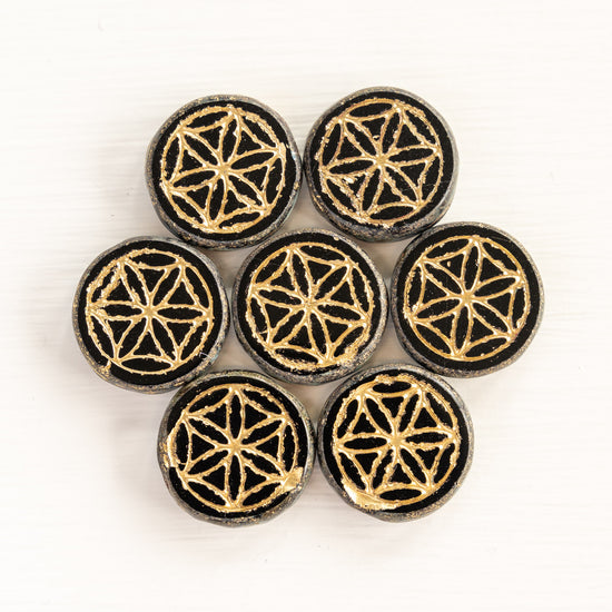 Load image into Gallery viewer, 19mm Flower of Life Coin - Black - Choose Amount
