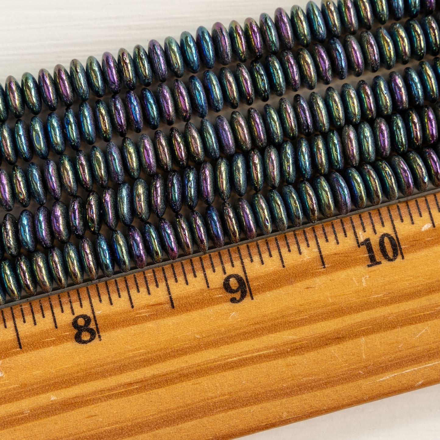 7mm Rondelle Beads - Metallic Green Iris - Choose Amount